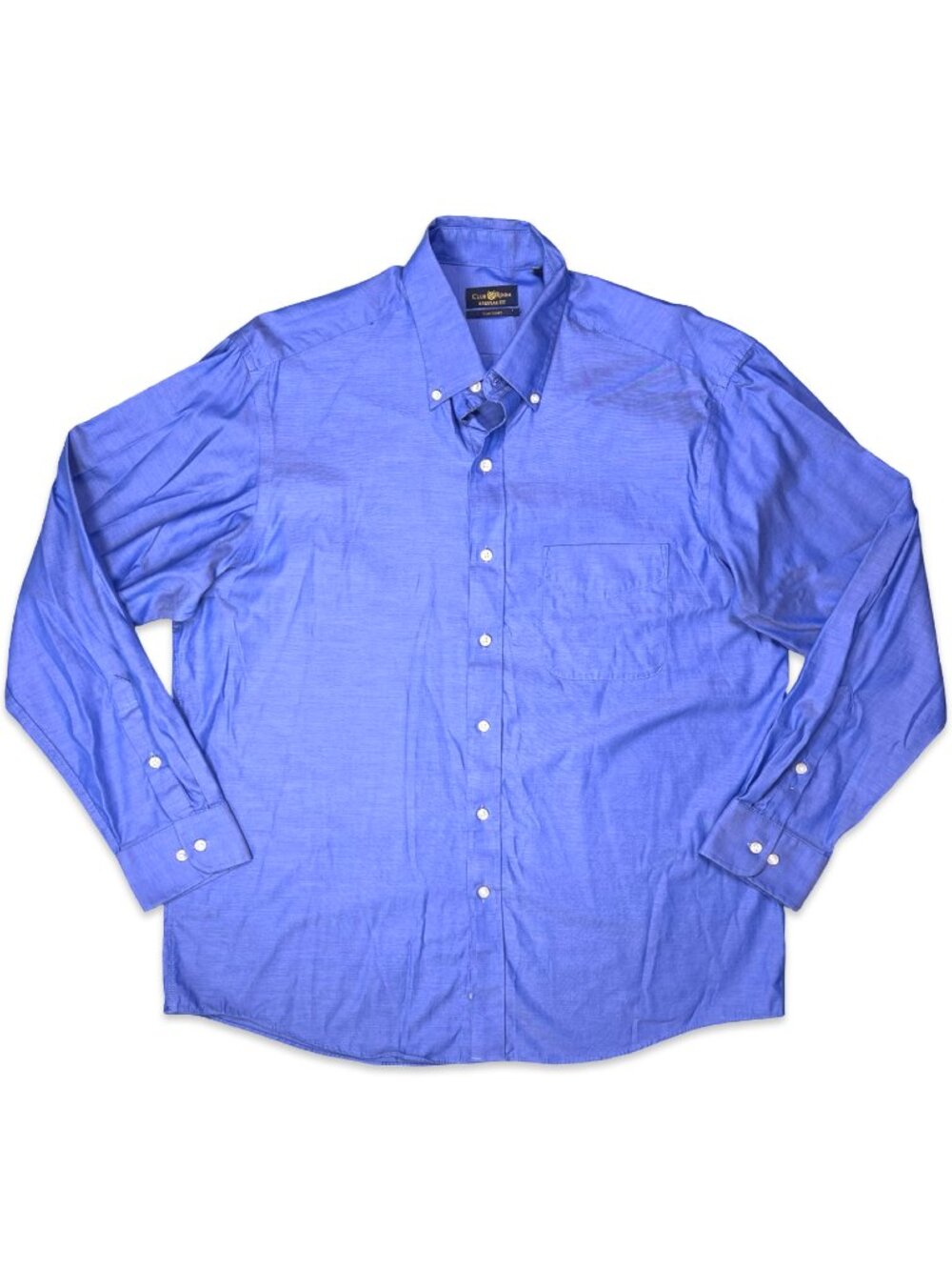 Club Room Pinpoint Cotton Button Down Shirt Blue Wrinkle Resistant 16.5 Large
